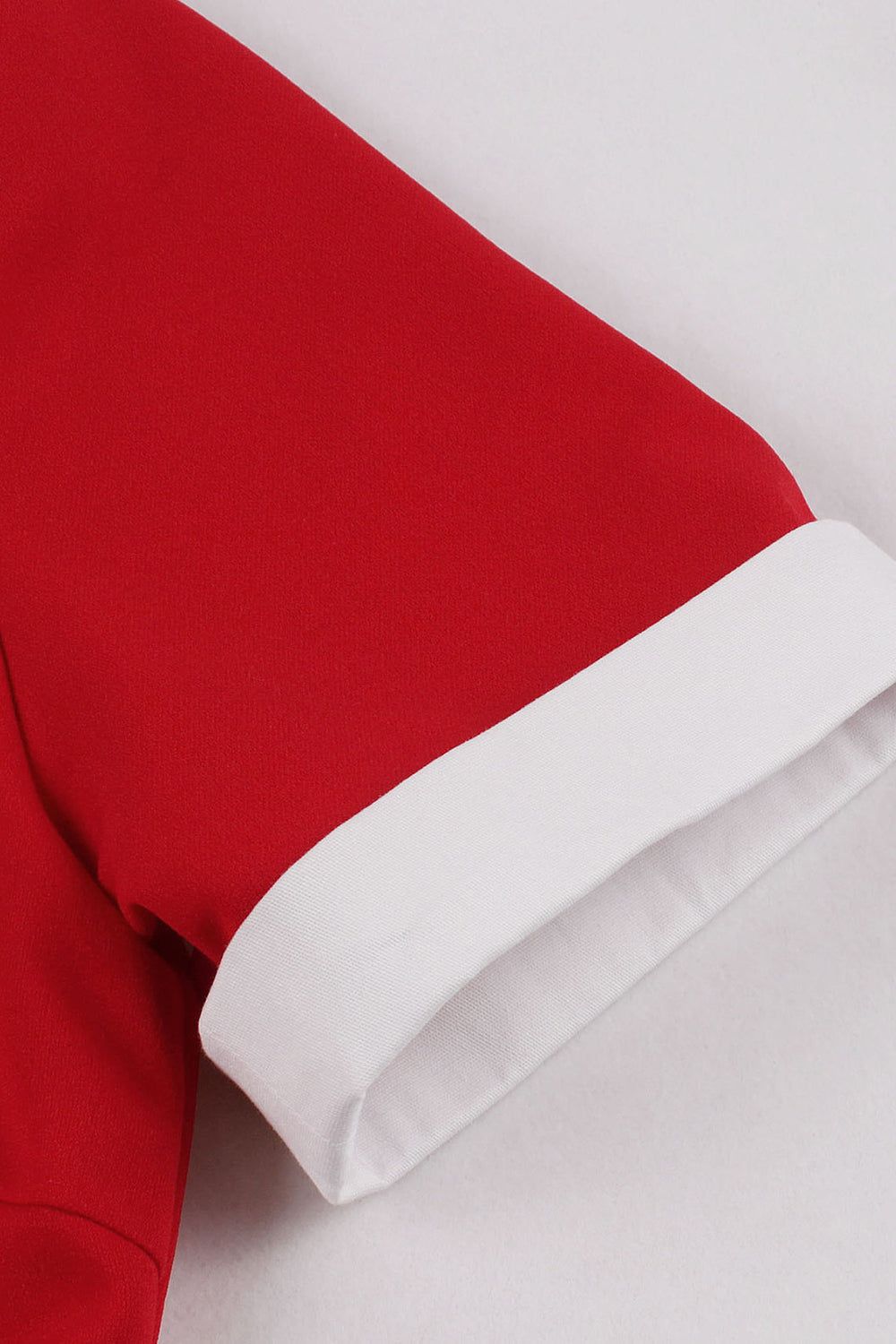 Red Lapel Neck 1950s Swing Dress sold by Zapaka product image thumbnail 5