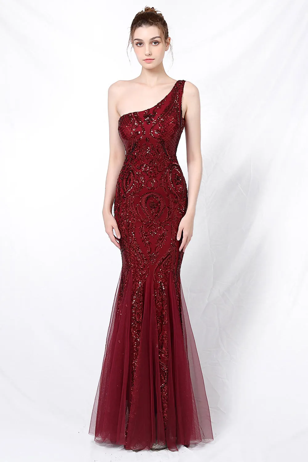 Mermaid One Shoulder Prom Dress with Appliques sold by Zapaka product image thumbnail 5