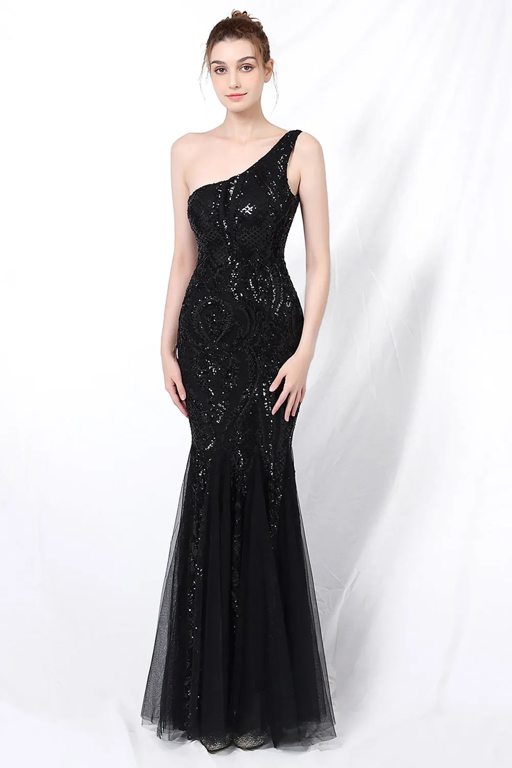 Mermaid One Shoulder Prom Dress with Appliques sold by Zapaka