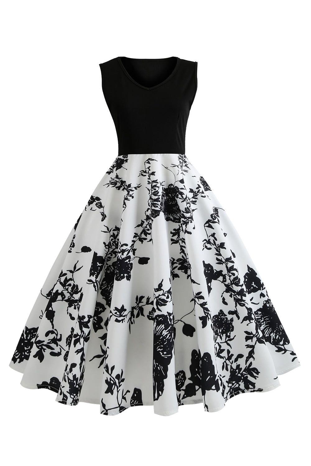 Black and White Floral Vintage 1950s Dress sold by Zapaka