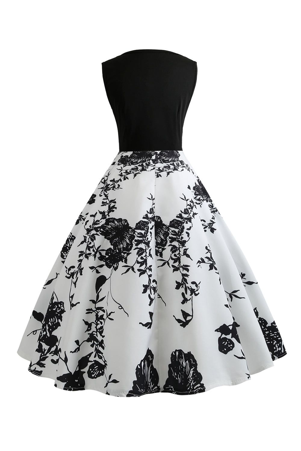 Black and White Floral Vintage 1950s Dress sold by Zapaka product image thumbnail 2