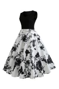 Black and White Floral Vintage 1950s Dress sold by Zapaka