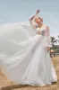 Long Sleeves Open Back Ivory A Line Wedding Dress with Appliques sold by Zapaka
