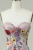 Strapless A Line Prom Dress with 3D Flowers sold by Zapaka