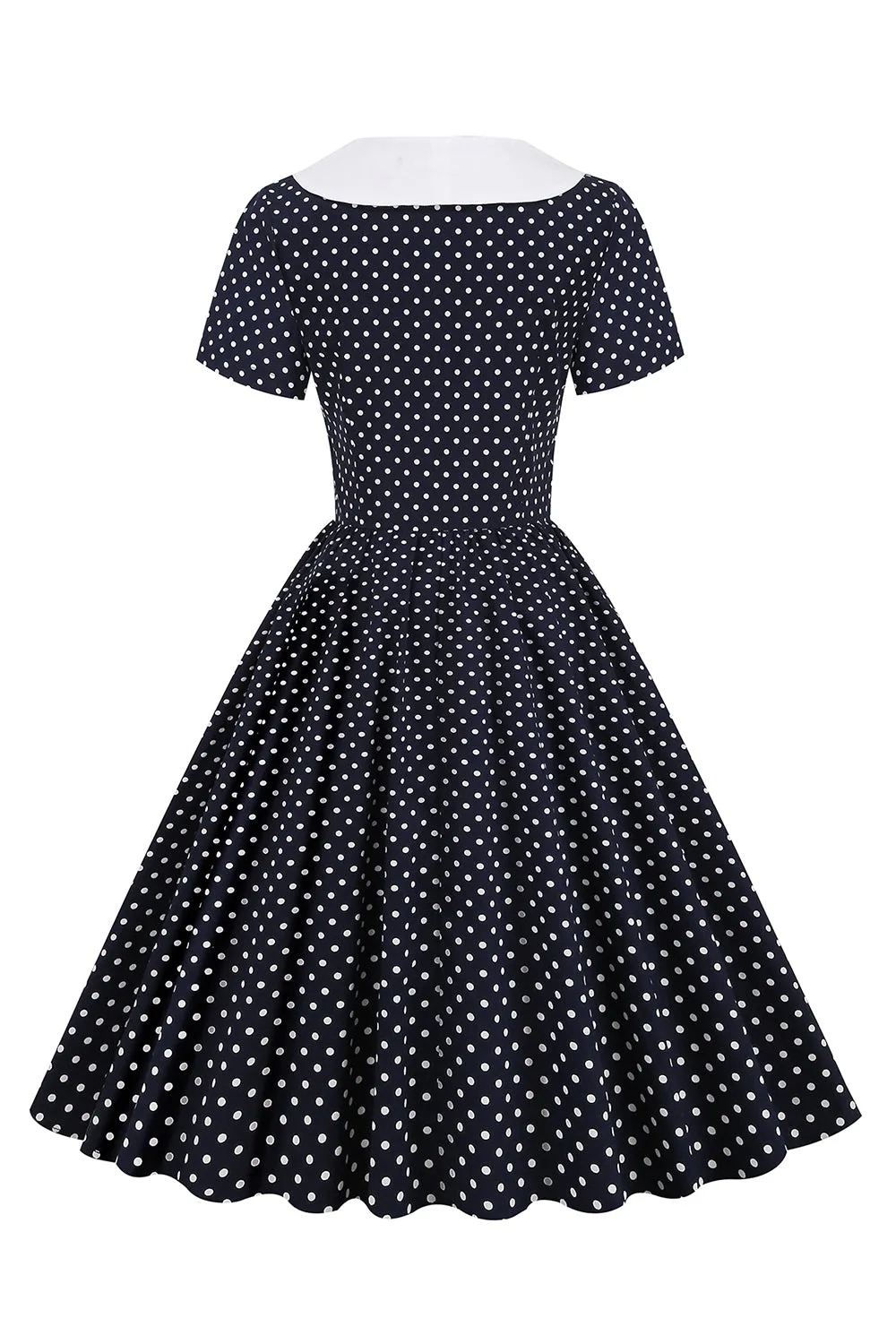 Black and White Polka Dots Vintage 1950s Dress with Bowknot sold by Zapaka product image thumbnail 2