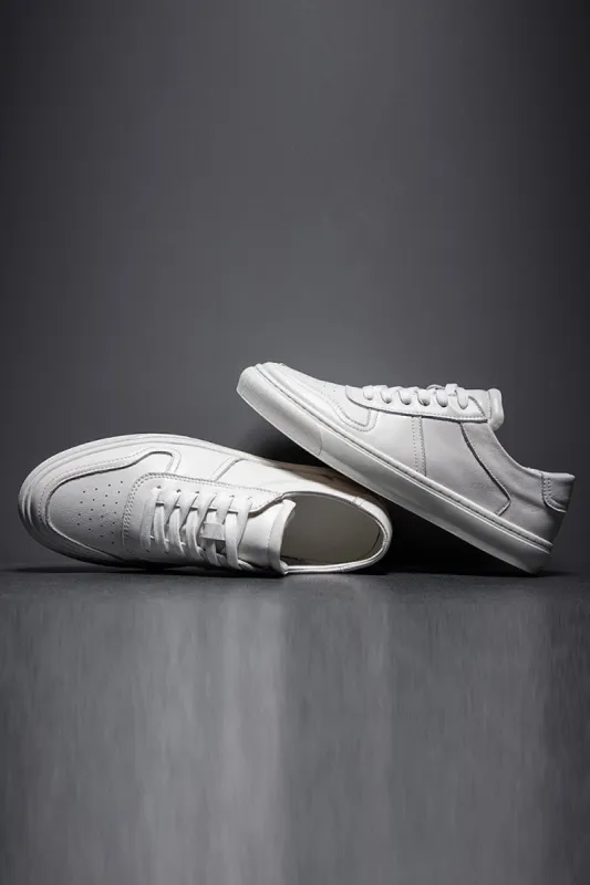White Leather Lace-Up Casual Men's Shoes sold by Zapaka