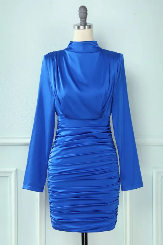 Royal Blue High Neck Bodycon Cocktail Party Dress sold by Zapaka