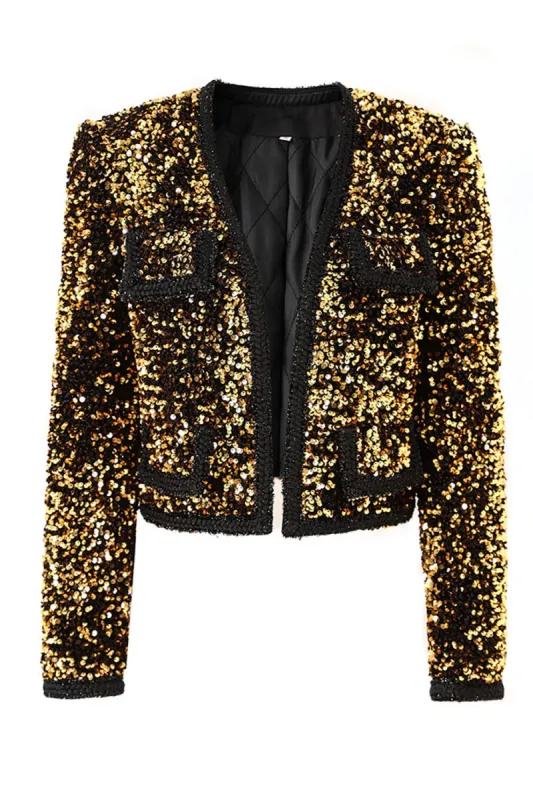Sparkly Golden Sequins Women Party Blazer sold by Zapaka