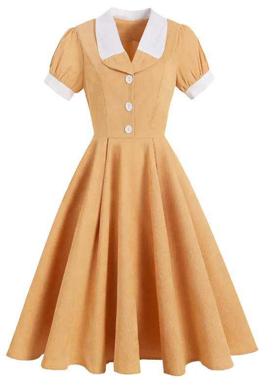 Yellow Vintage Solid 1950s Dress sold by Zapaka