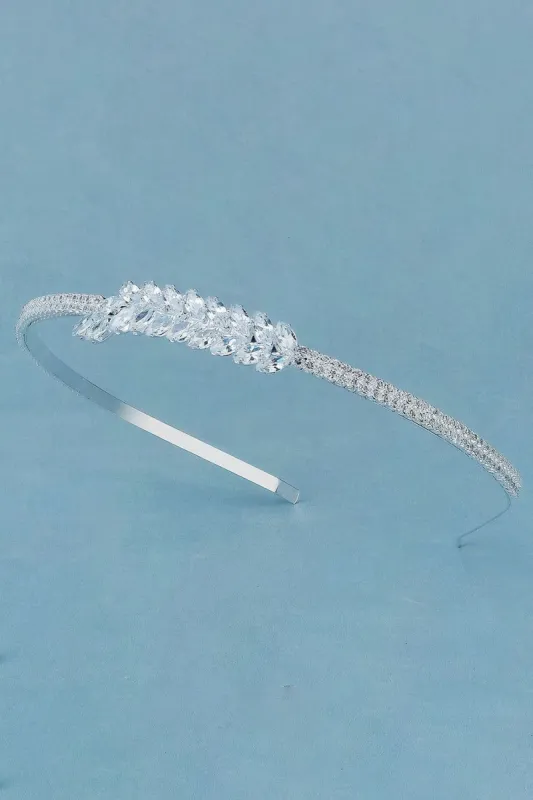 Silver Sparkling Headband Marquise Rhinestone sold by Zapaka