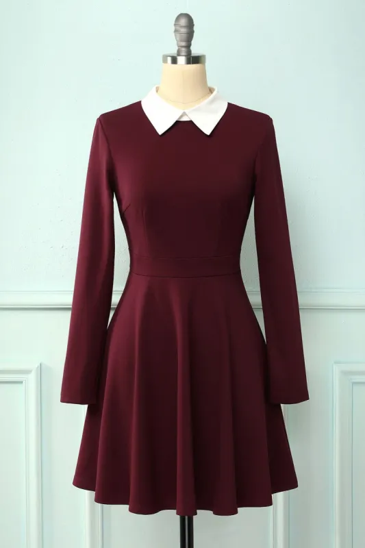 Burgundy Cotton Casual Dress sold by Zapaka