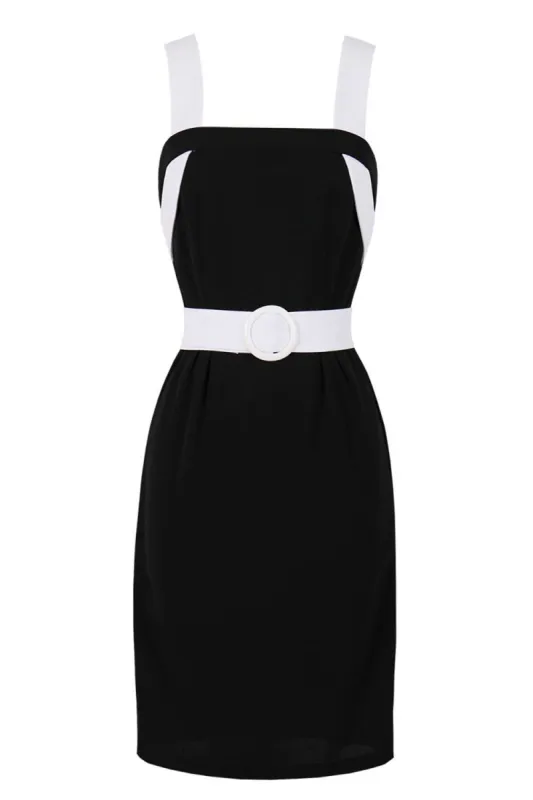 Square Neck Black Bodycon 1960s Dress sold by Zapaka