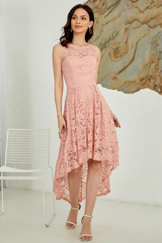 Asymmetrical Blush Lace Dress sold by Zapaka