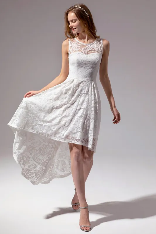 Asymmetrical White Lace sold by Zapaka