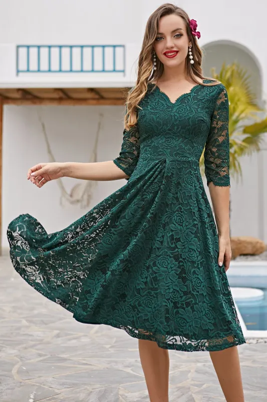 Lace Formal Dress with 3/4 Sleeves sold by Zapaka