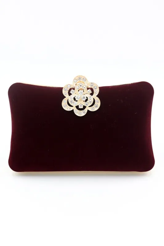 Burgundy Velvet Shoulder Chain Bag sold by Zapaka