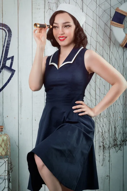 Navy Blue 1950s Style Dress sold by Zapaka