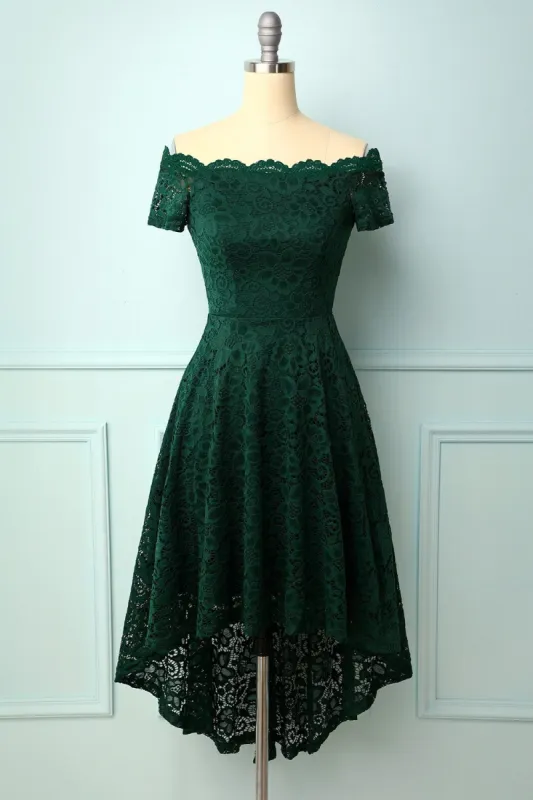 Dark Green Off the Shoulder Dress sold by Zapaka
