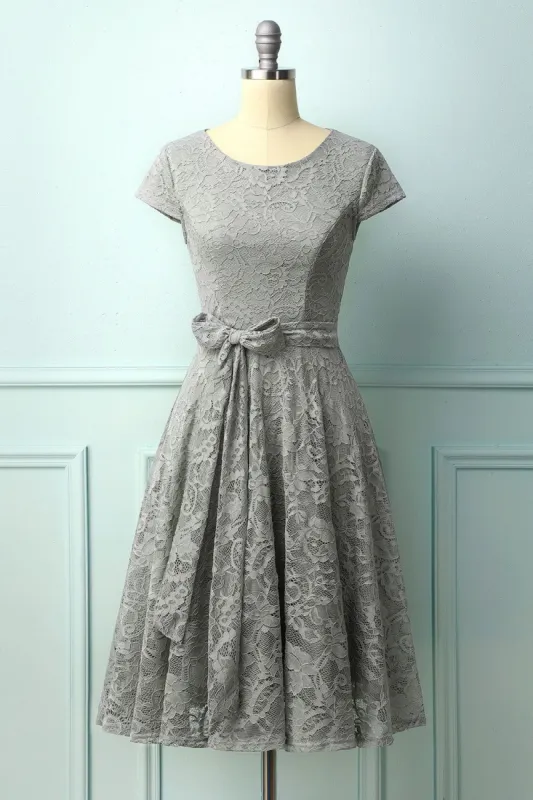 Grey Lace Midi Dress sold by Zapaka