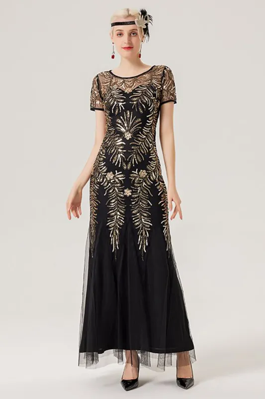 Sequins Long 1920s Dress With Short Sleeves sold by Zapaka