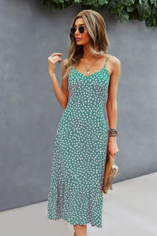 Spaghetti Straps Print Midi Summer Dress sold by Zapaka
