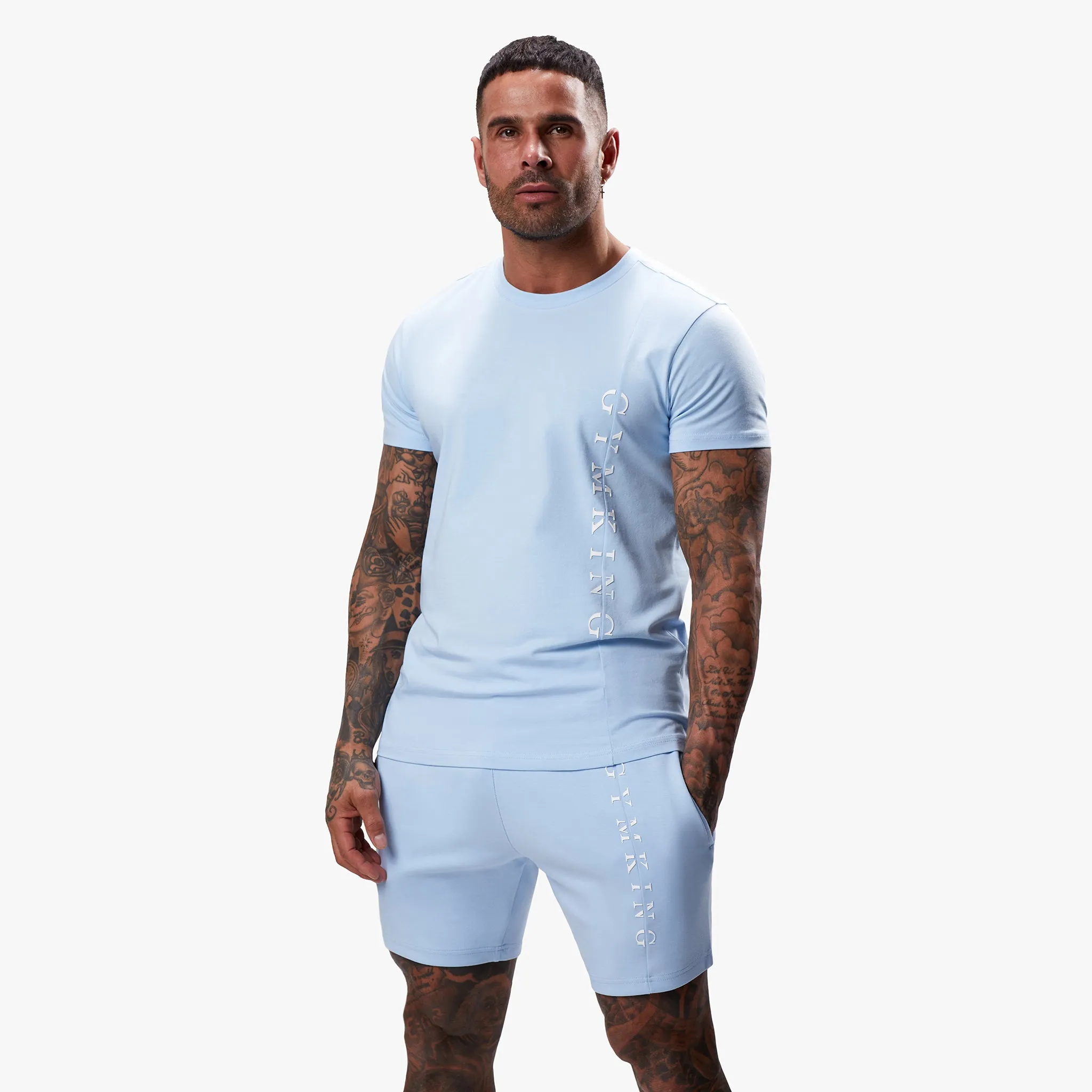 Gym King Split Linear Tee - Soft Blue sold by The Gym King product image thumbnail 2