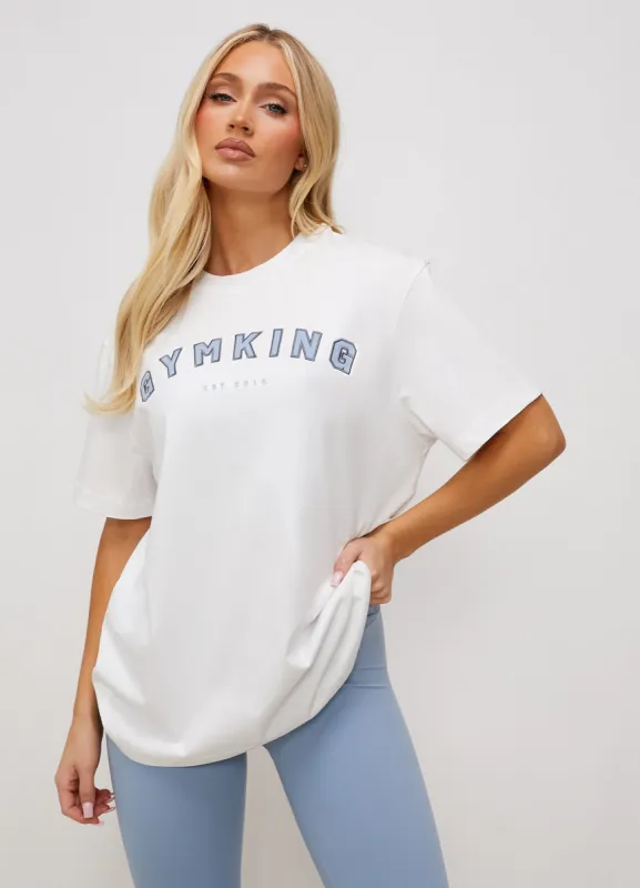 Gym King Shadow Boyfriend Tee - White sold by The Gym King