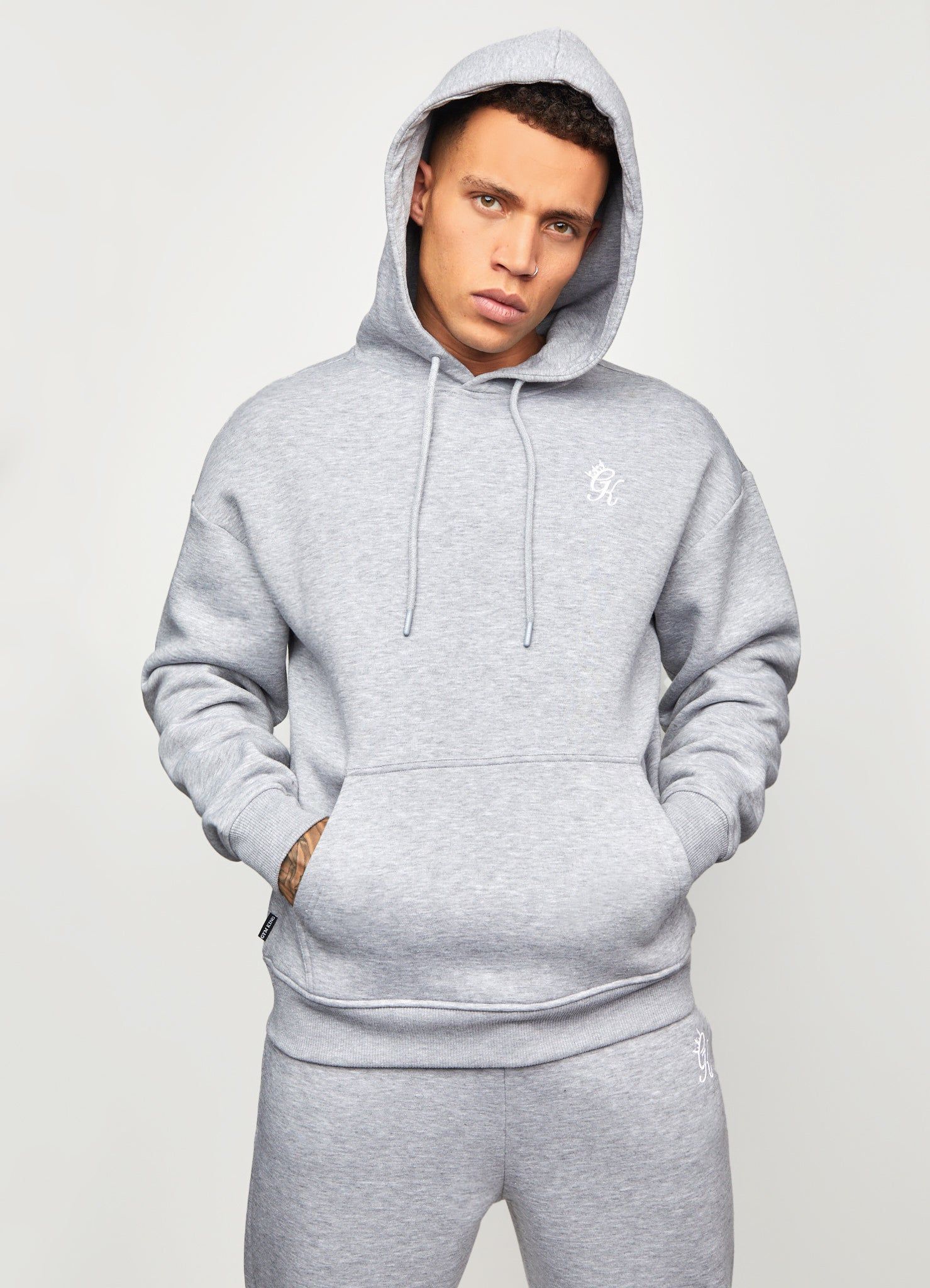 Gym King Fundamental Oversized Fleece Hood - Grey Marl sold by The Gym King product image thumbnail 2