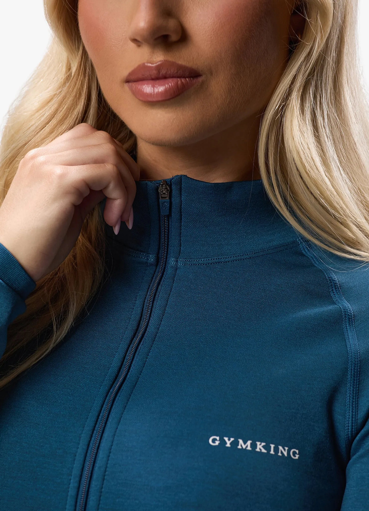 Gym King Results 2.0 Seamless Full Zip Funnel - Teal sold by The Gym King product image thumbnail 4