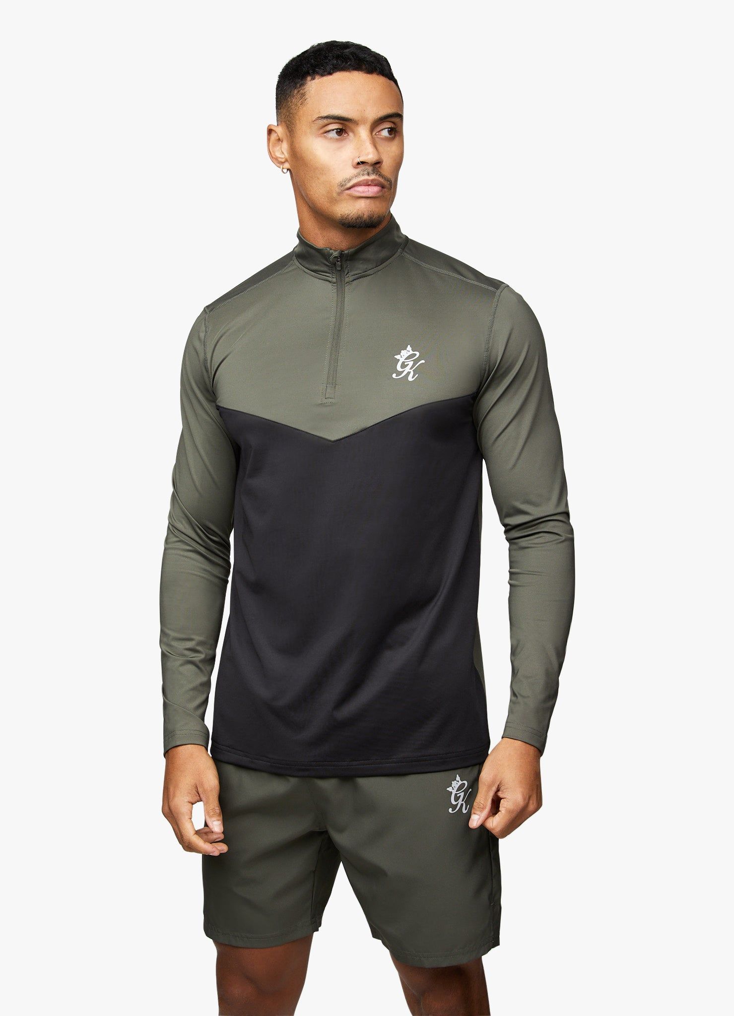 Gym King React 1/4 Zip - Khaki/Black sold by The Gym King
