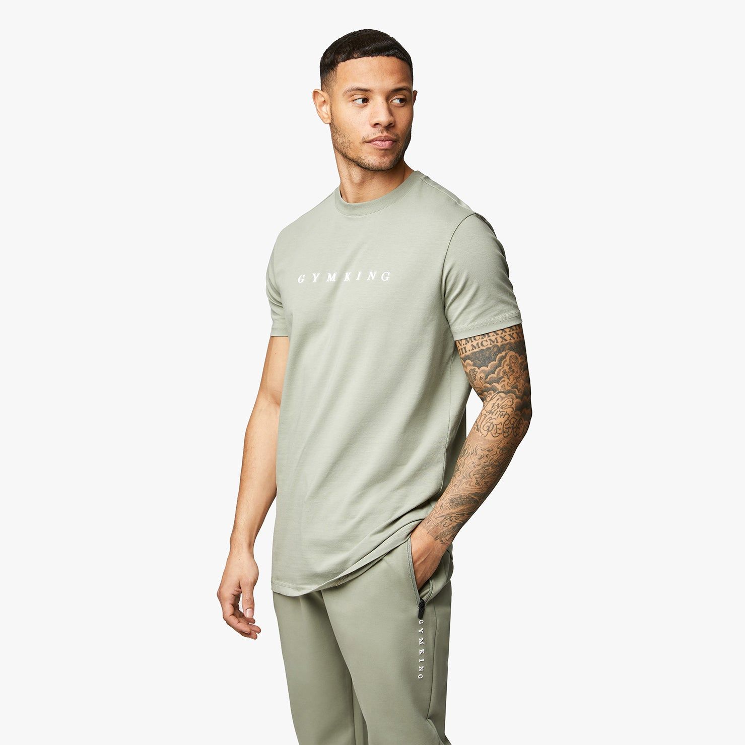 Gym King Linear Print Tee - Soft Khaki sold by The Gym King product image thumbnail 2