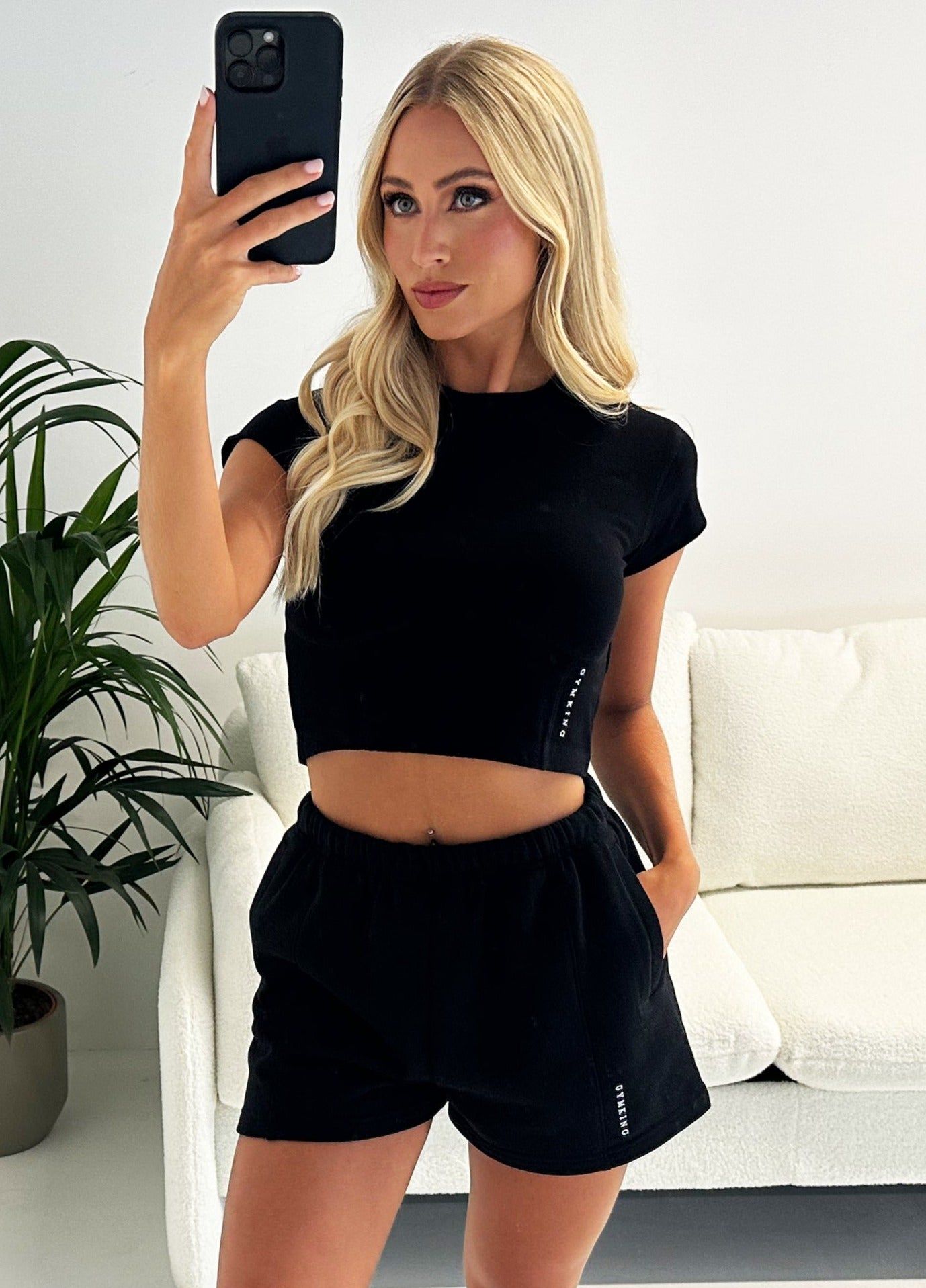 Gym King Malibu Corset Detail Crop Tee - Black sold by The Gym King
