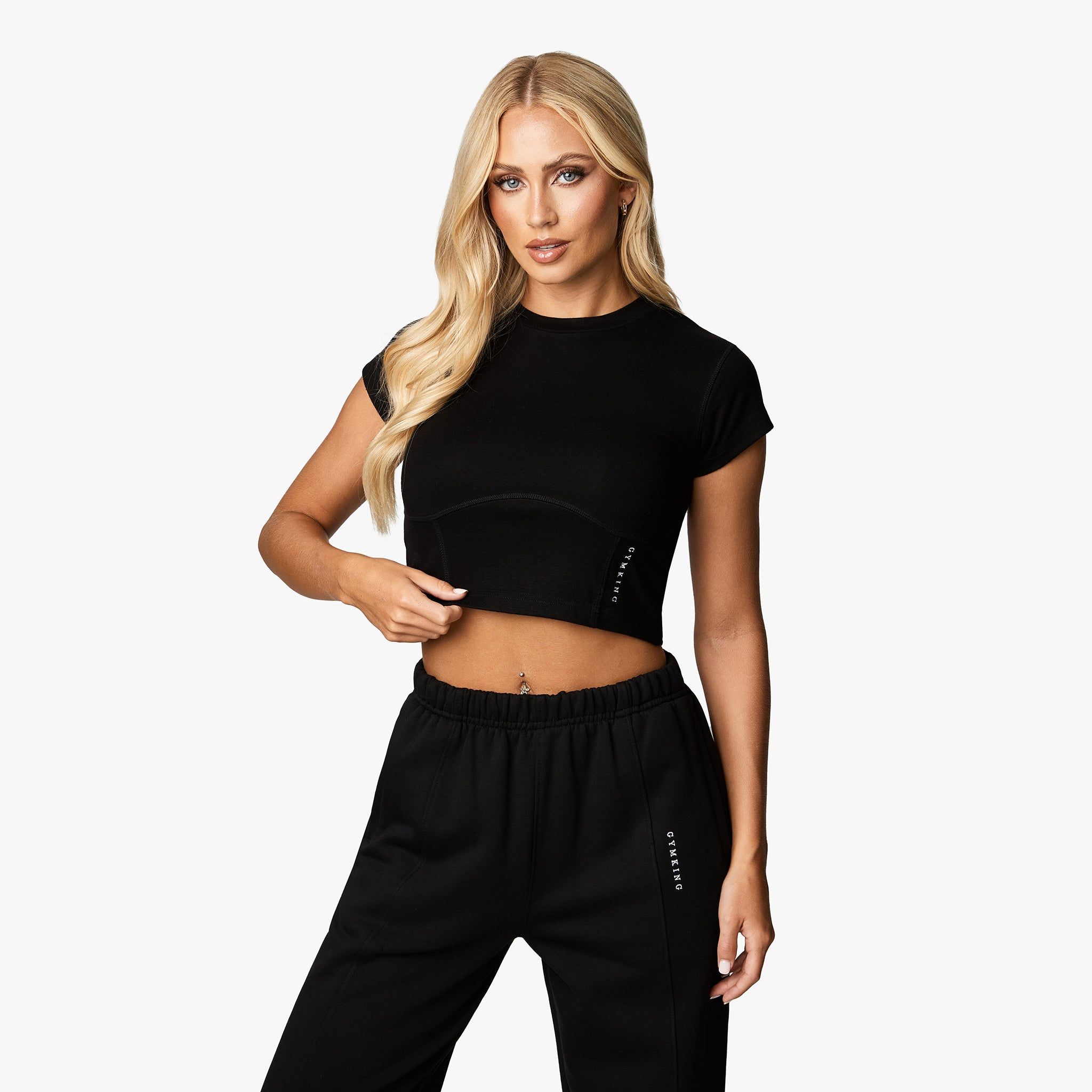 Gym King Malibu Corset Detail Crop Tee - Black sold by The Gym King product image thumbnail 2