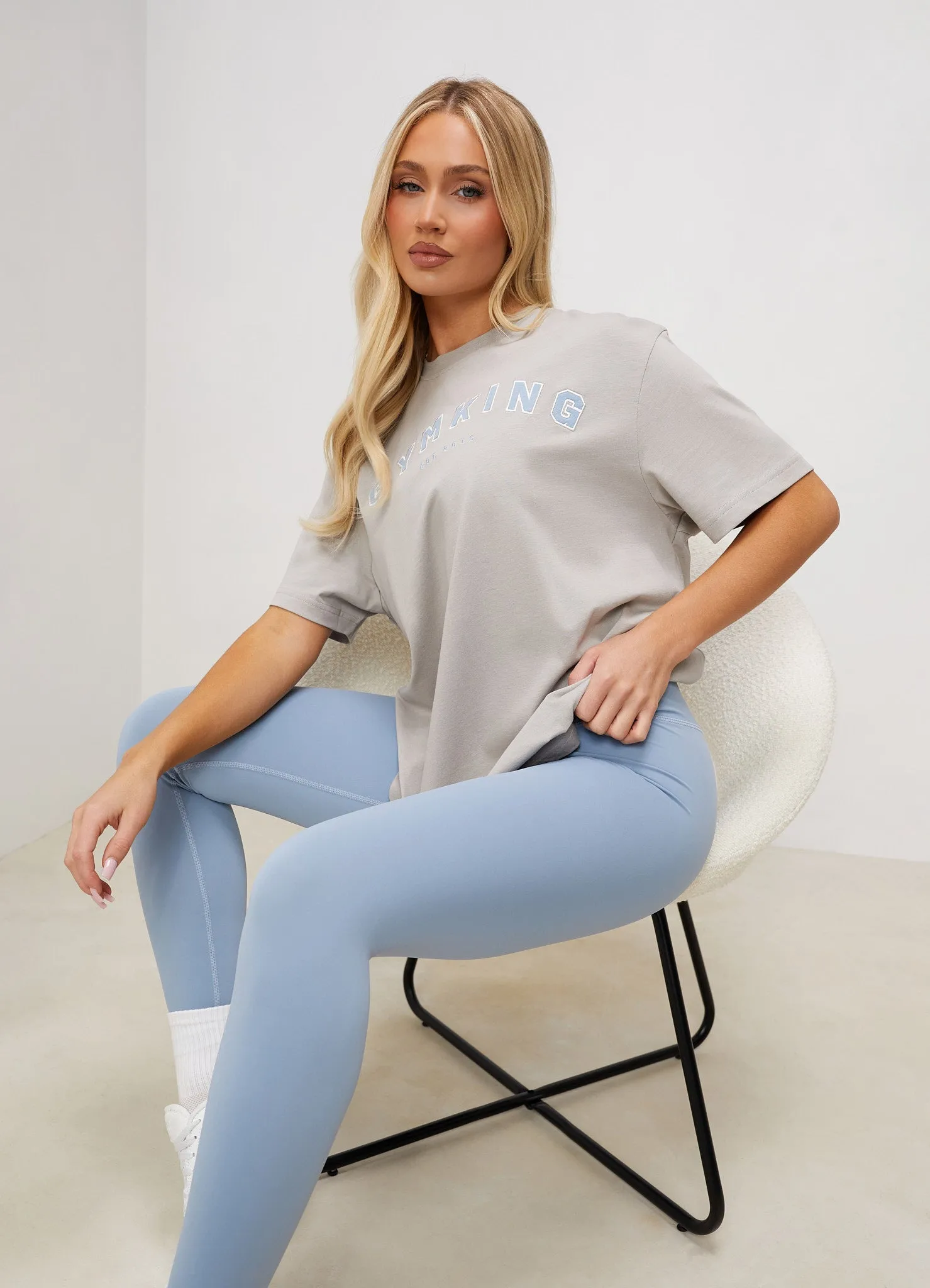 Gym King Shadow Boyfriend Tee - Dove Grey sold by The Gym King product image thumbnail 5