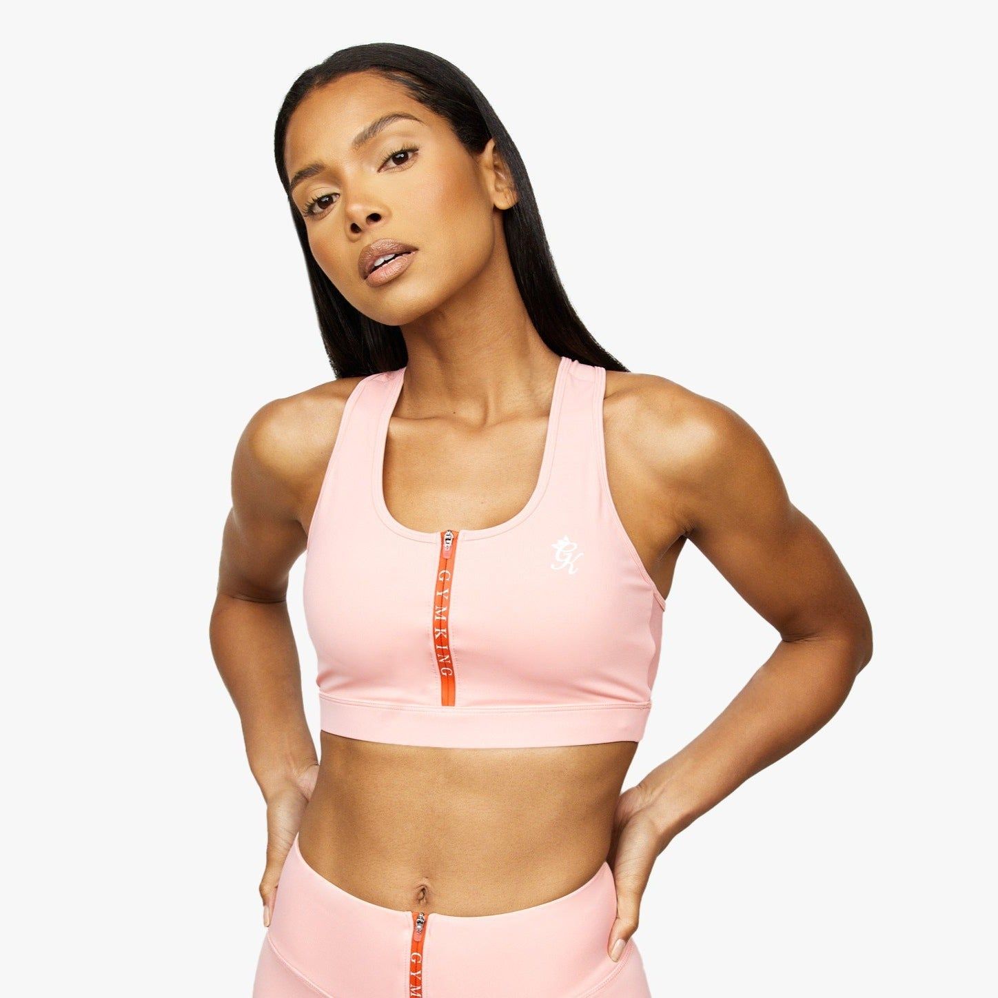 Gym King Stamina Texture Racer Back Bra - Blush Pink/Chilli Red sold by The Gym King product image thumbnail 2