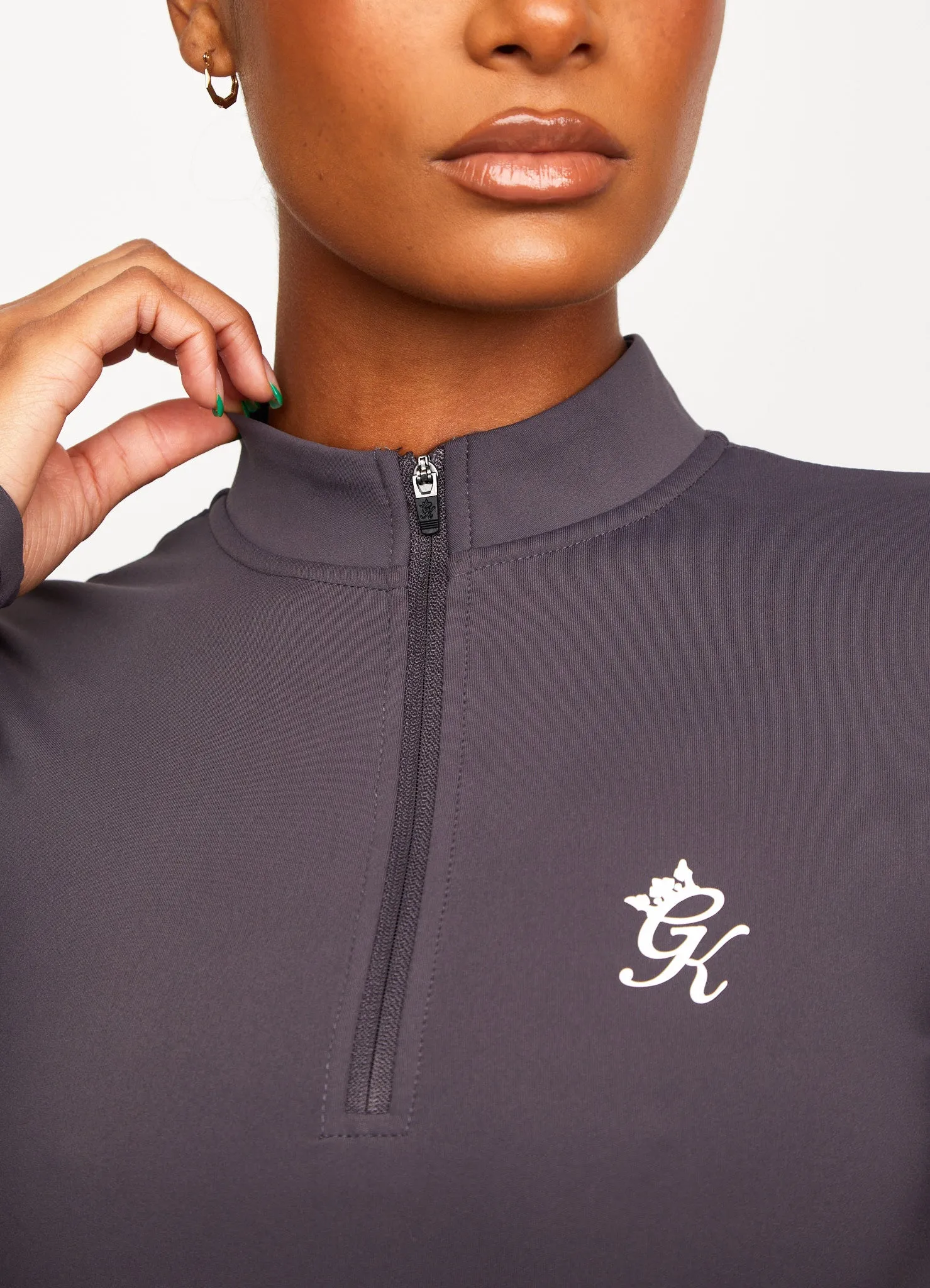 Gym King Impact 1/4 Zip Crop - Soft Slate/Peach sold by The Gym King product image thumbnail 5