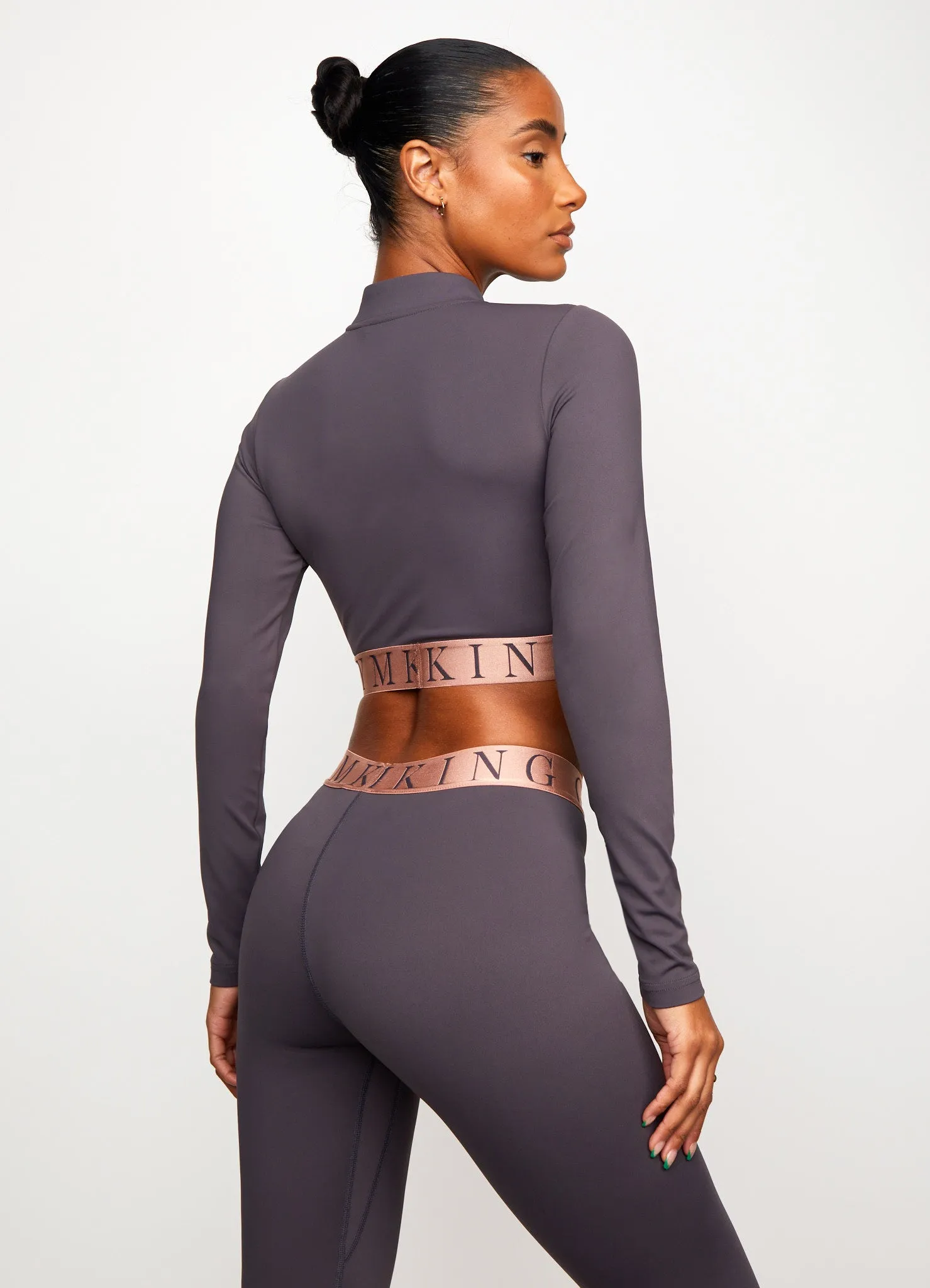 Gym King Impact 1/4 Zip Crop - Soft Slate/Peach sold by The Gym King product image thumbnail 4