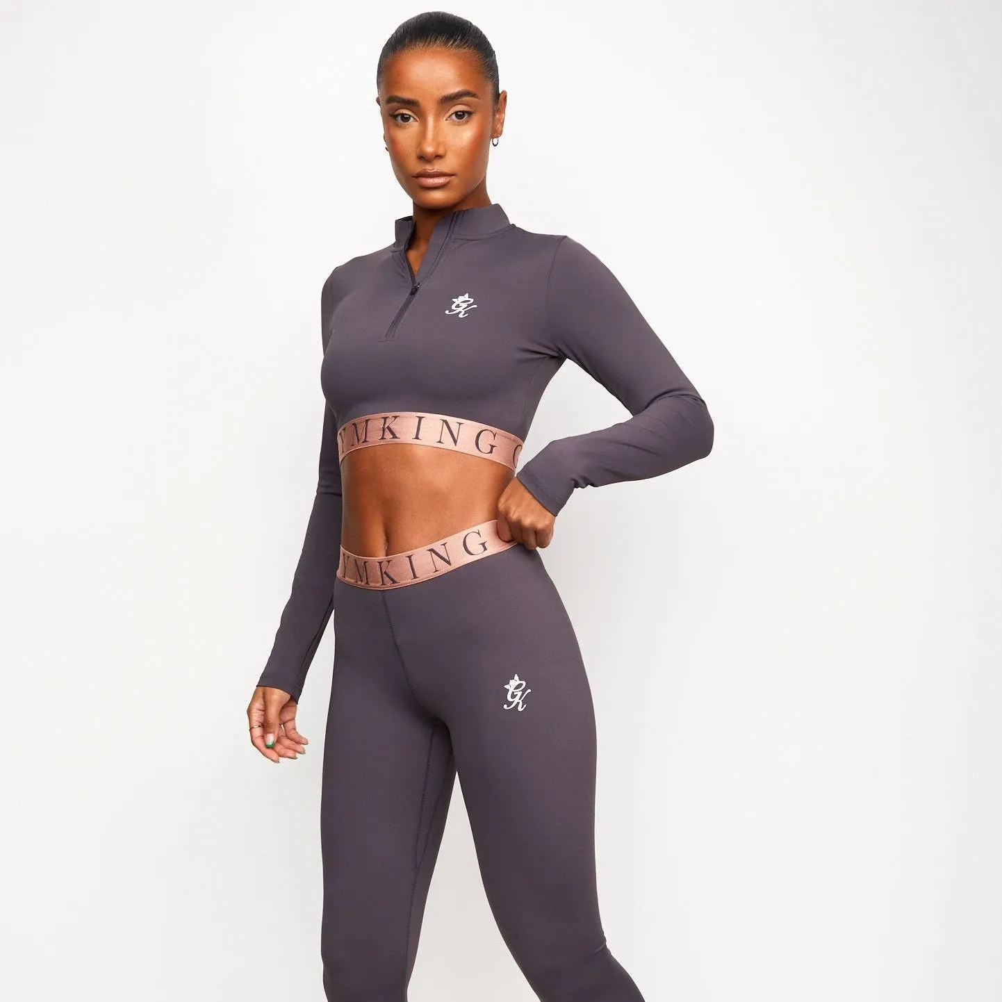 Gym King Impact 1/4 Zip Crop - Soft Slate/Peach sold by The Gym King product image thumbnail 2