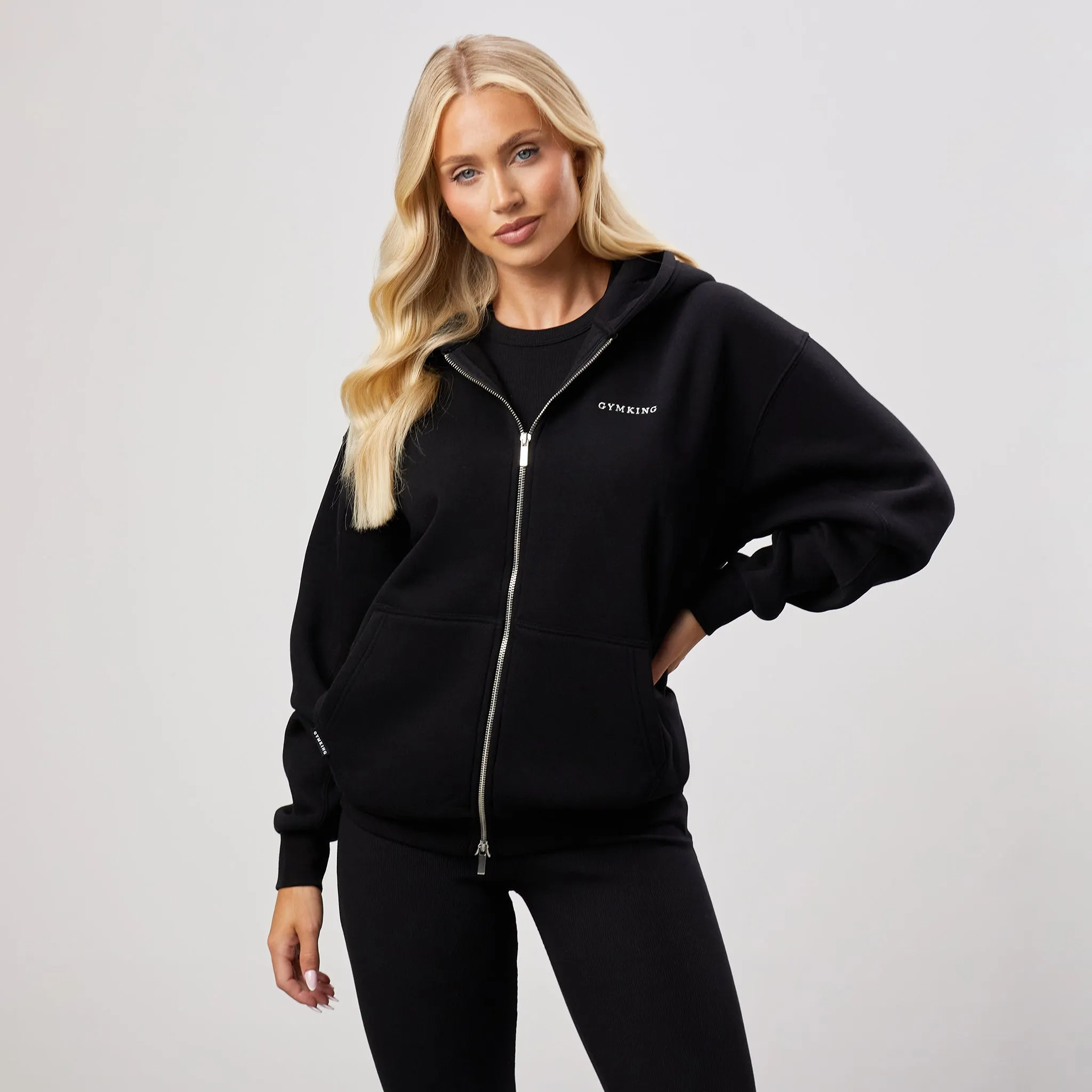 Gym King 365 Oversized Zip Up Hoodie - Black sold by The Gym King product image thumbnail 2