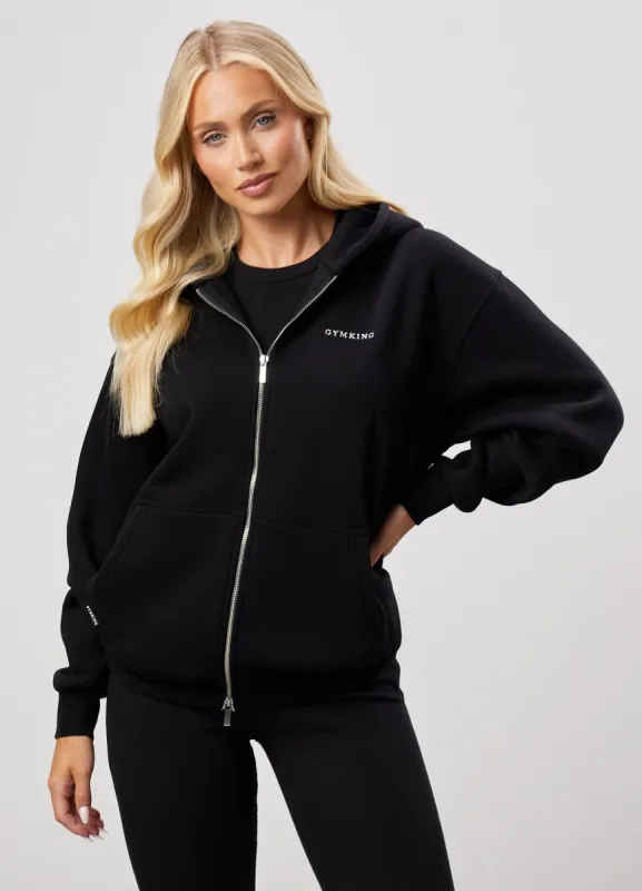 Gym King 365 Oversized Zip Up Hoodie - Black sold by The Gym King