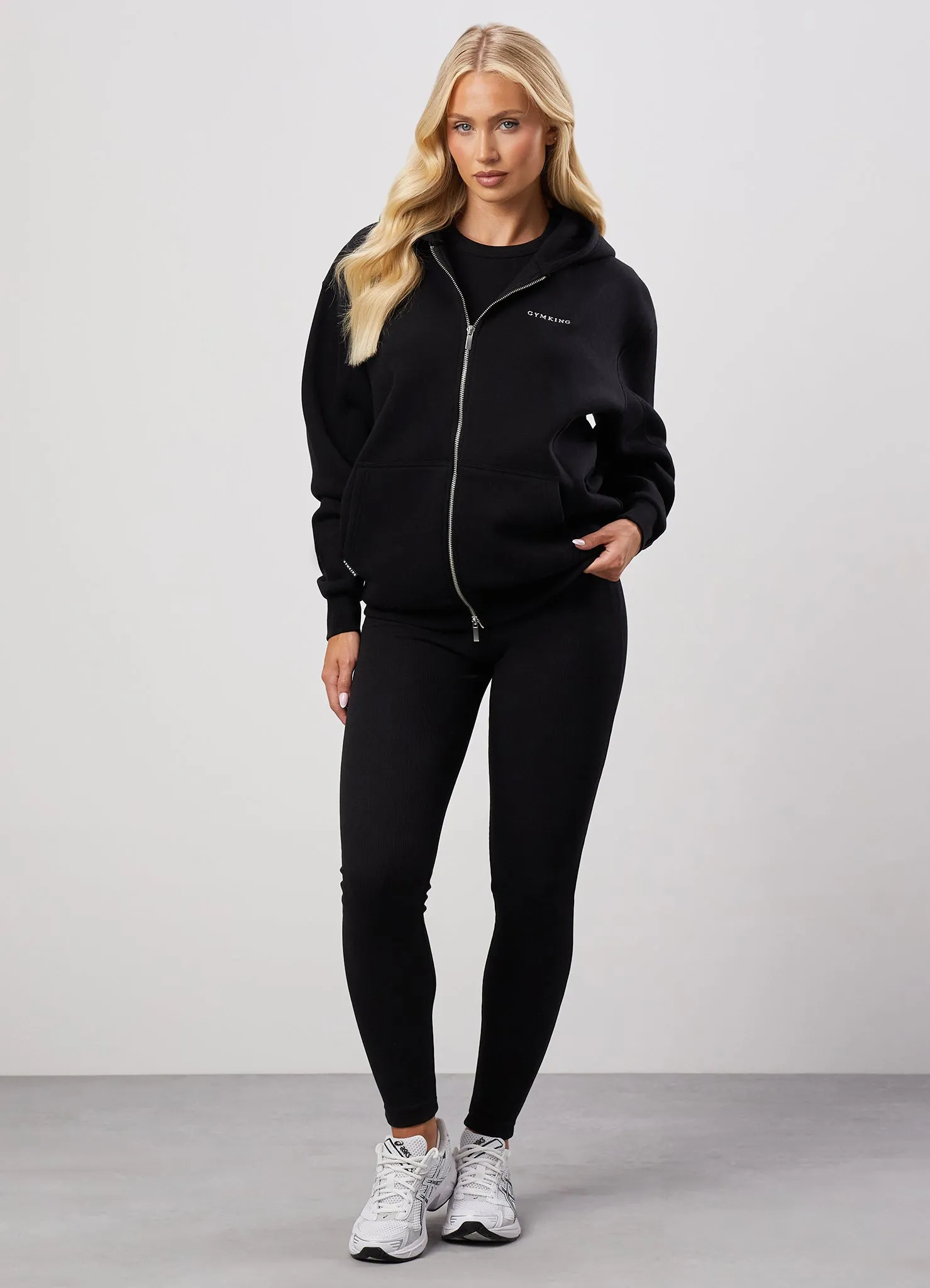 Gym King 365 Oversized Zip Up Hoodie - Black sold by The Gym King product image thumbnail 4