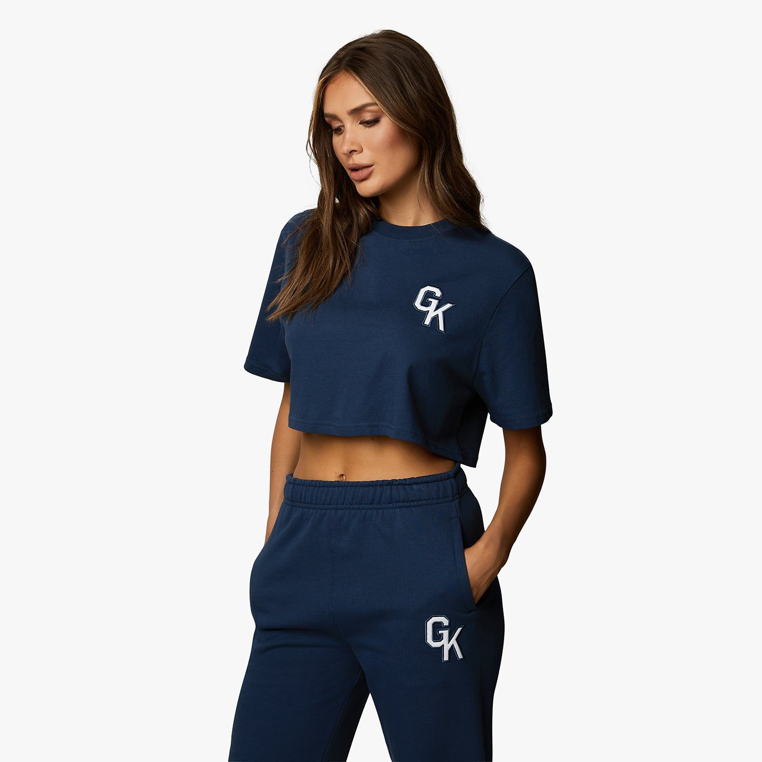 Gym King Varsity Crop Tee - Oxford Blue sold by The Gym King product image thumbnail 2