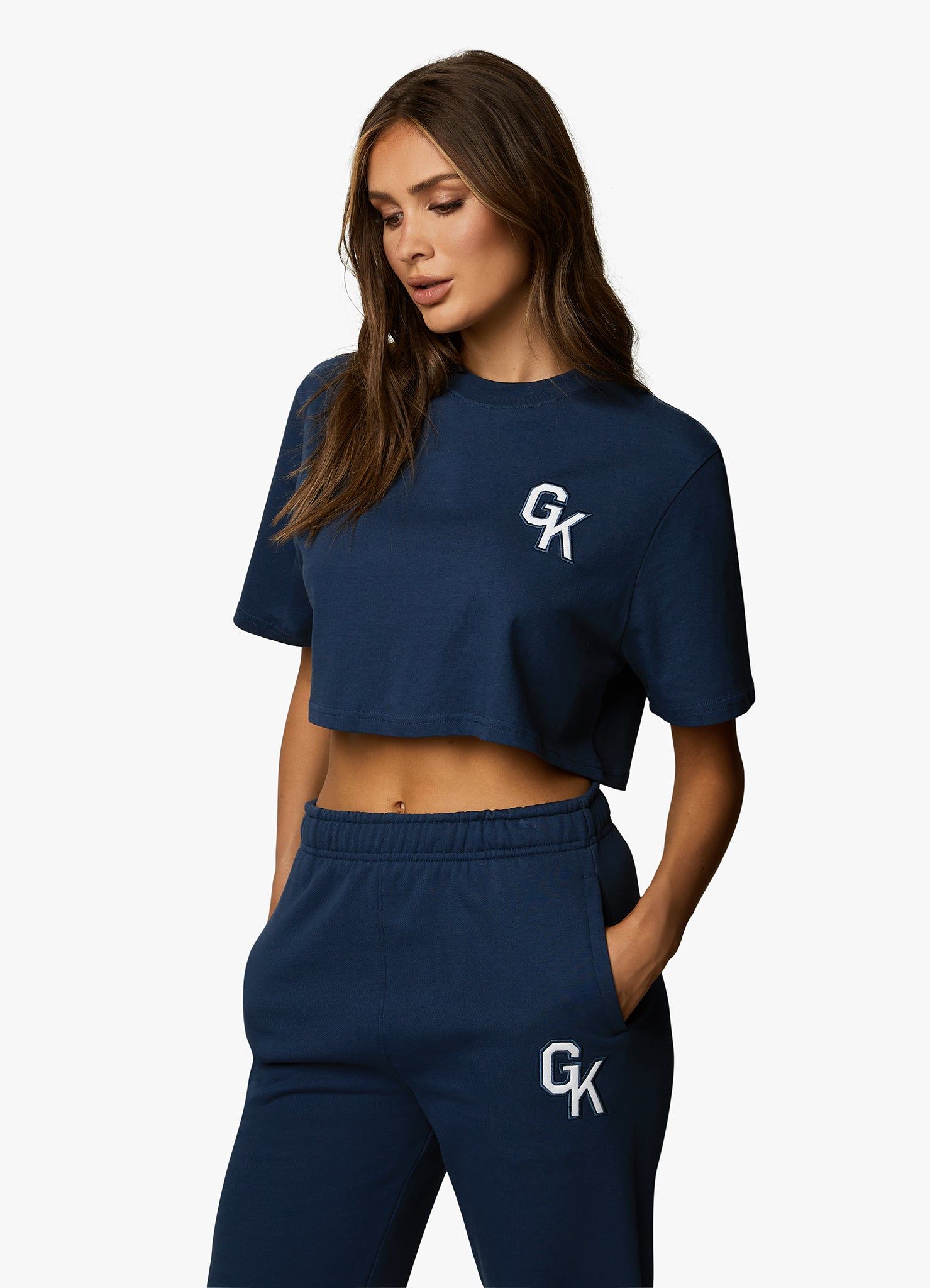 Gym King Varsity Crop Tee - Oxford Blue sold by The Gym King product image thumbnail 4