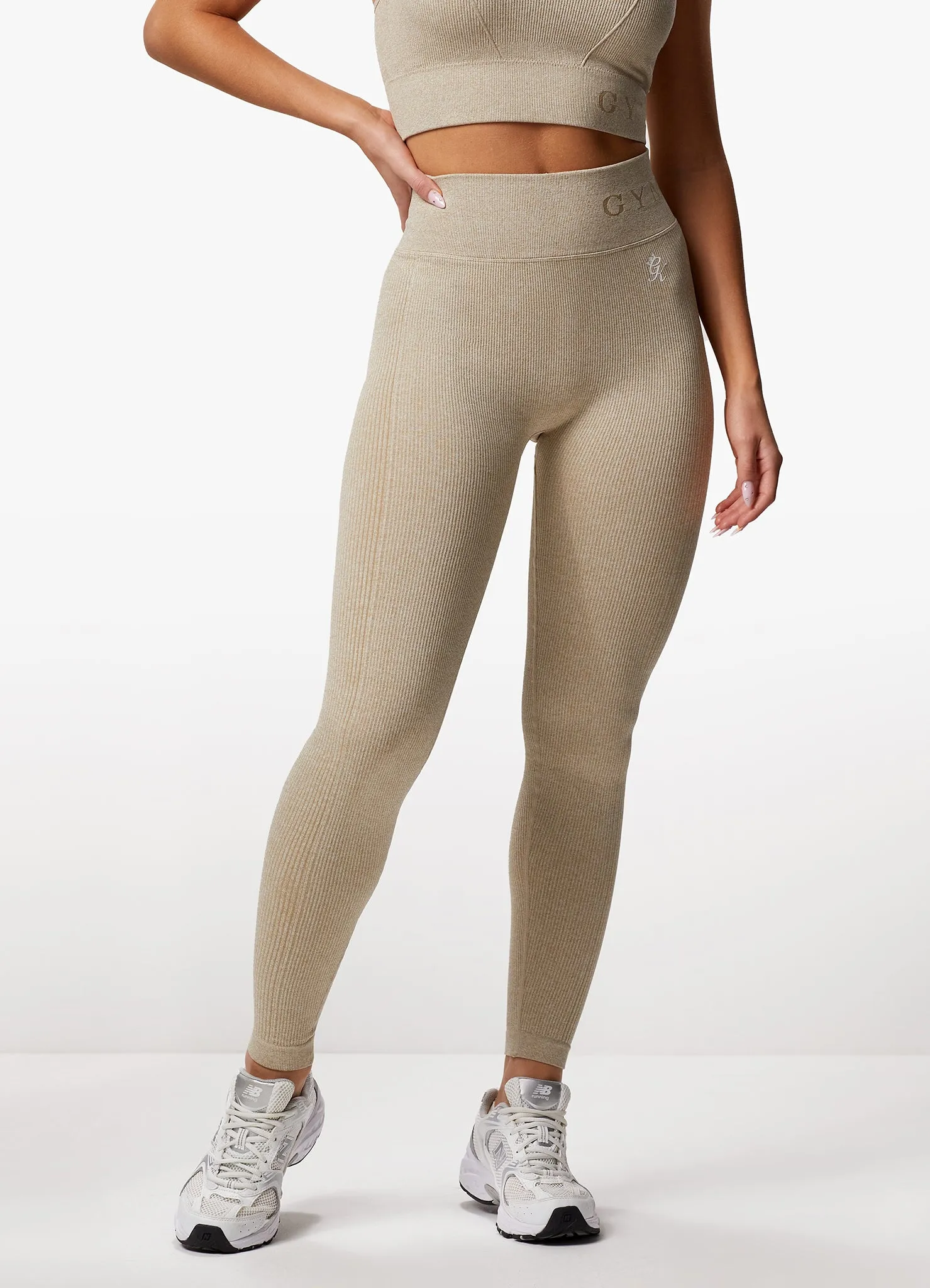 Gym King Formation Rib Legging - Oatmeal Marl sold by The Gym King