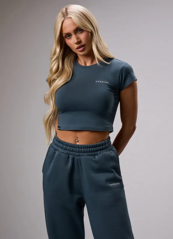 Gym King 365 Crop Jersey Tee - Blue Grey sold by The Gym King