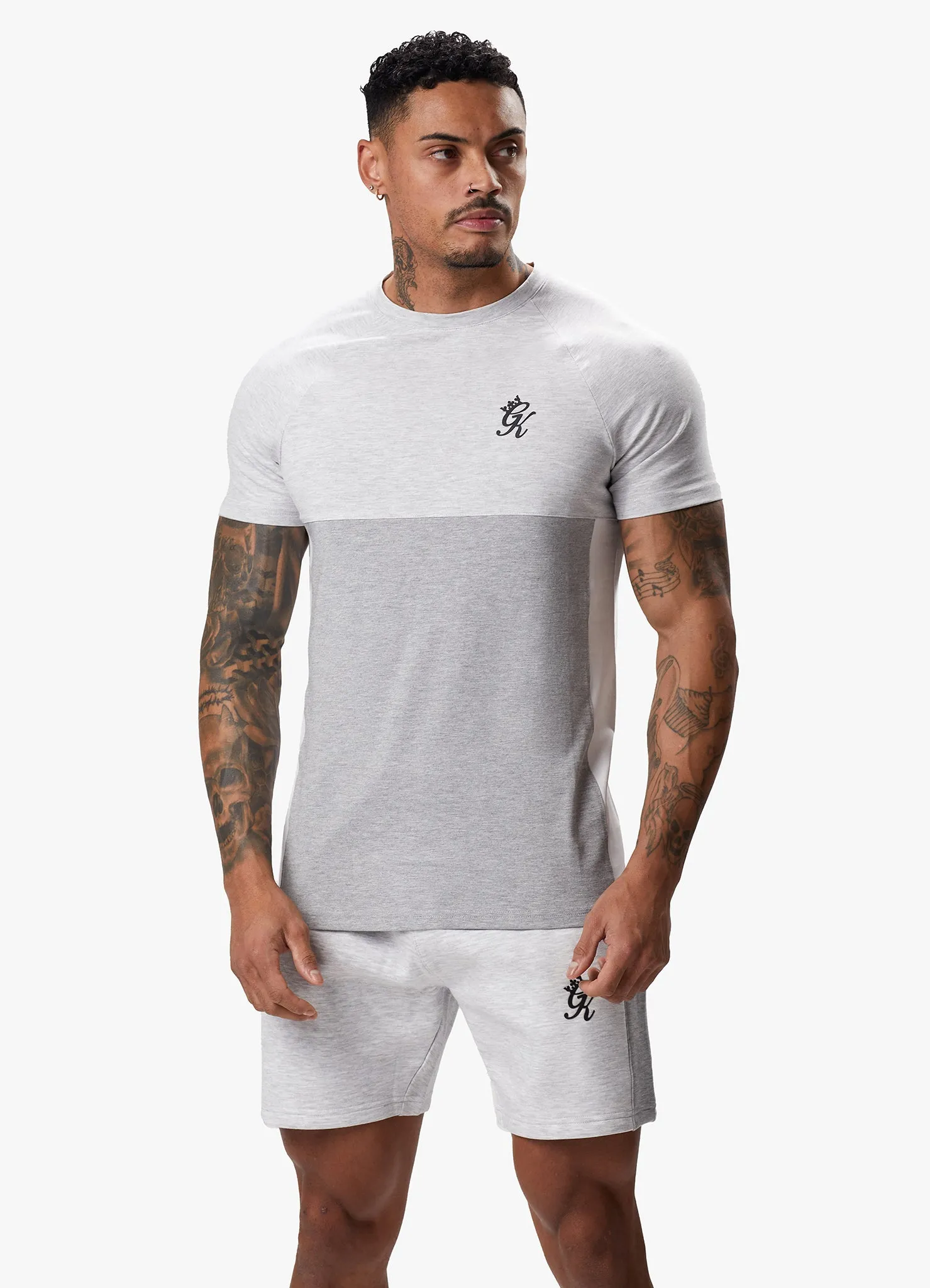 Gym King Contrast Panel Jersey Tee - Snow Marl/Light Grey/White sold by The Gym King product image thumbnail 4