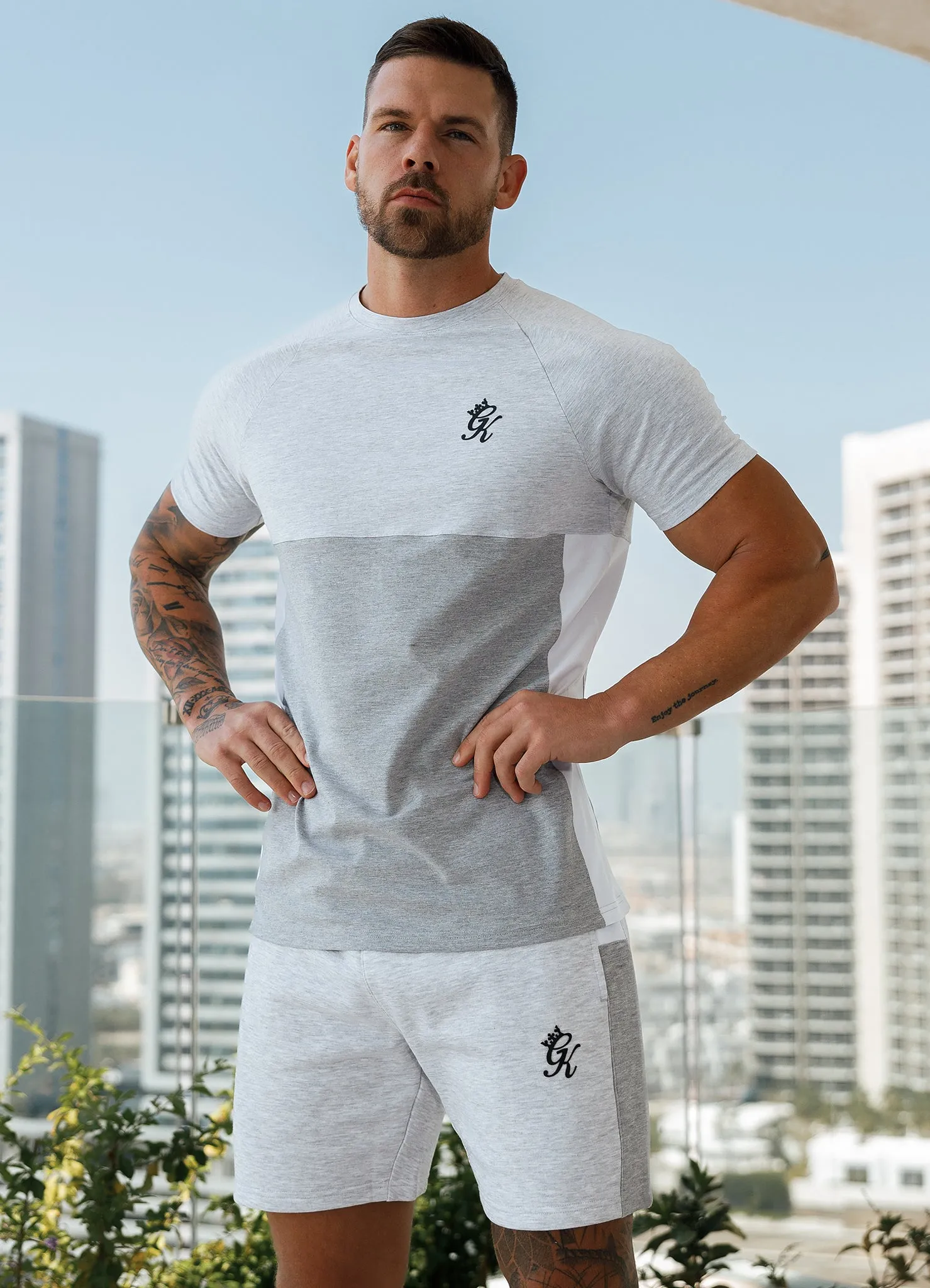 Gym King Contrast Panel Jersey Tee - Snow Marl/Light Grey/White sold by The Gym King product image thumbnail 3