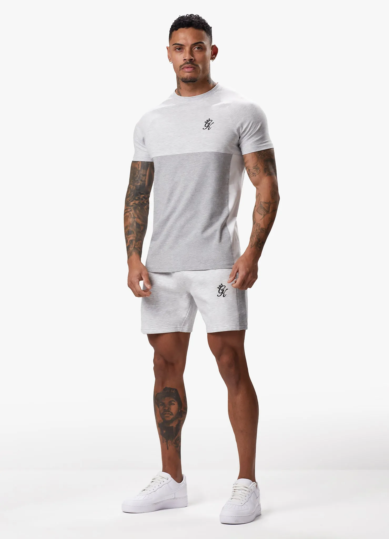 Gym King Contrast Panel Jersey Tee - Snow Marl/Light Grey/White sold by The Gym King product image thumbnail 5