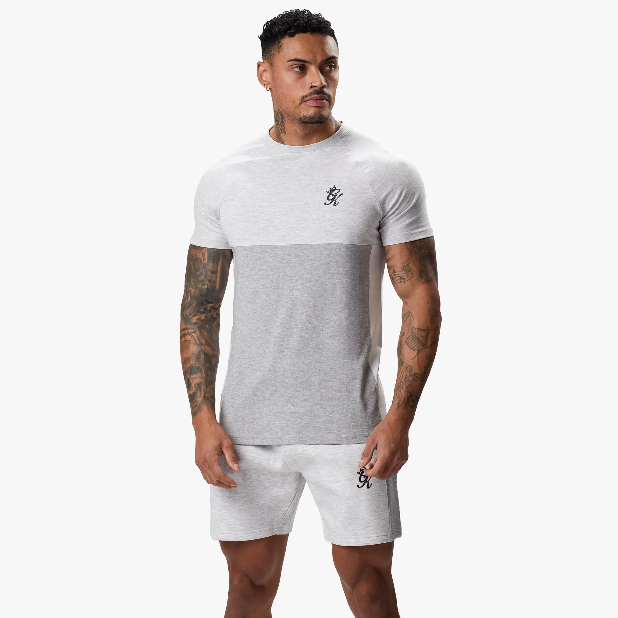 Gym King Contrast Panel Jersey Tee - Snow Marl/Light Grey/White sold by The Gym King product image thumbnail 2