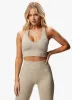 Gym King Formation Racer Rib Bra - Oatmeal Marl sold by The Gym King